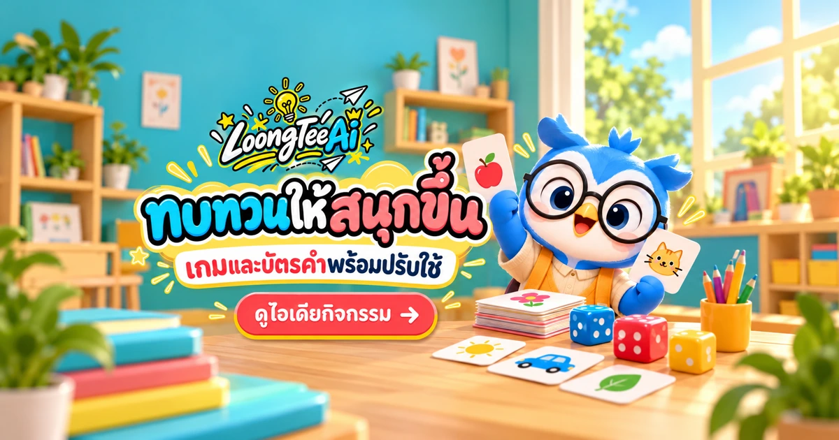สร้างเกมทบทวนและบัตรคำด้วย AI