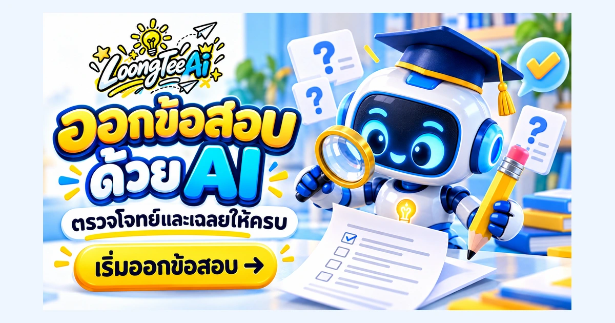 ออกข้อสอบด้วย AI พร้อมตรวจเฉลยและระดับความยาก