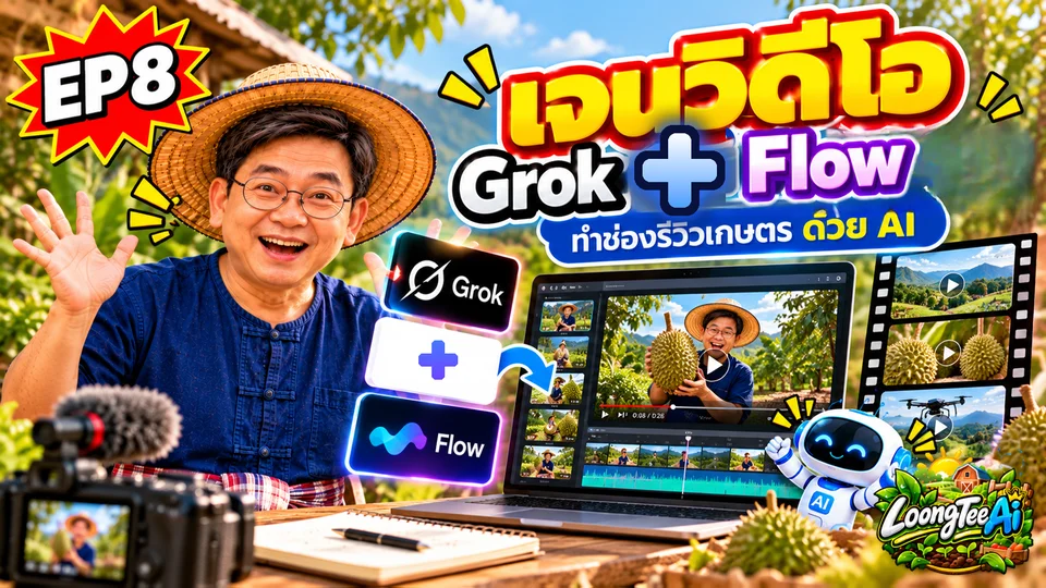 EP8 ทำวิดีโอด้วย AI (Grok + Flow)
