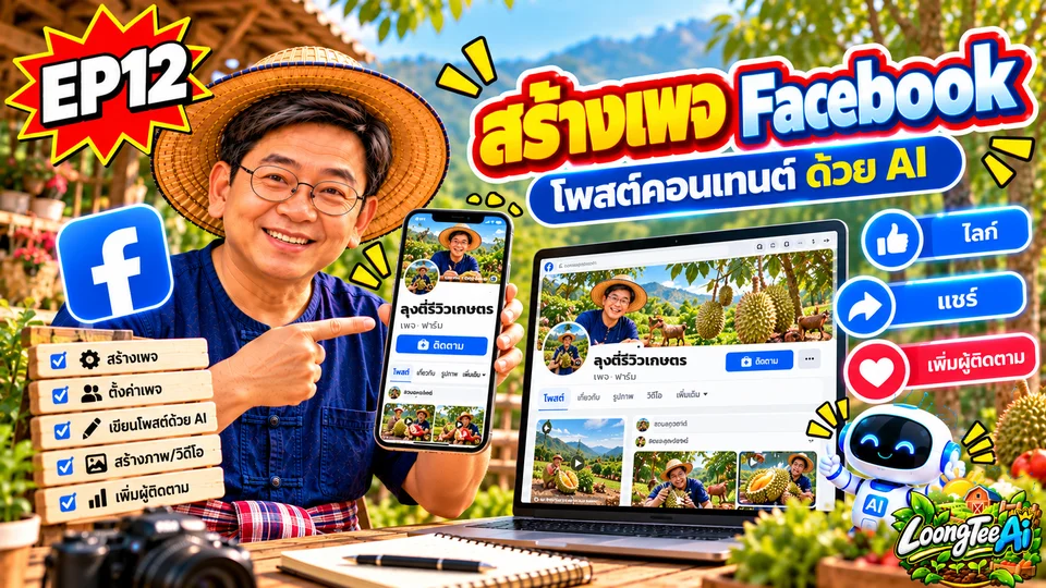 EP12 สร้างเพจ Facebook โพสต์คอนเทนต์
