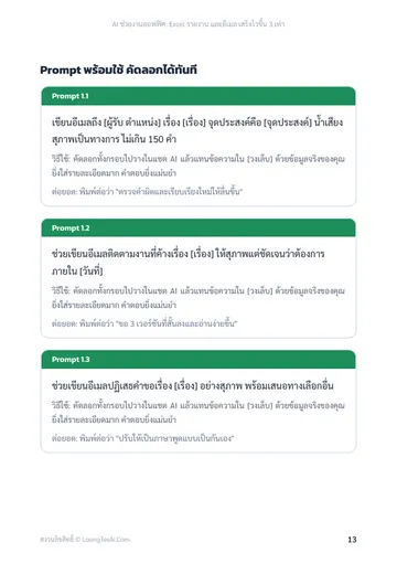 AI ช่วยงานออฟฟิศ: Excel รายงาน และอีเมล เสร็จไวขึ้น 3 เท่า หน้า 13