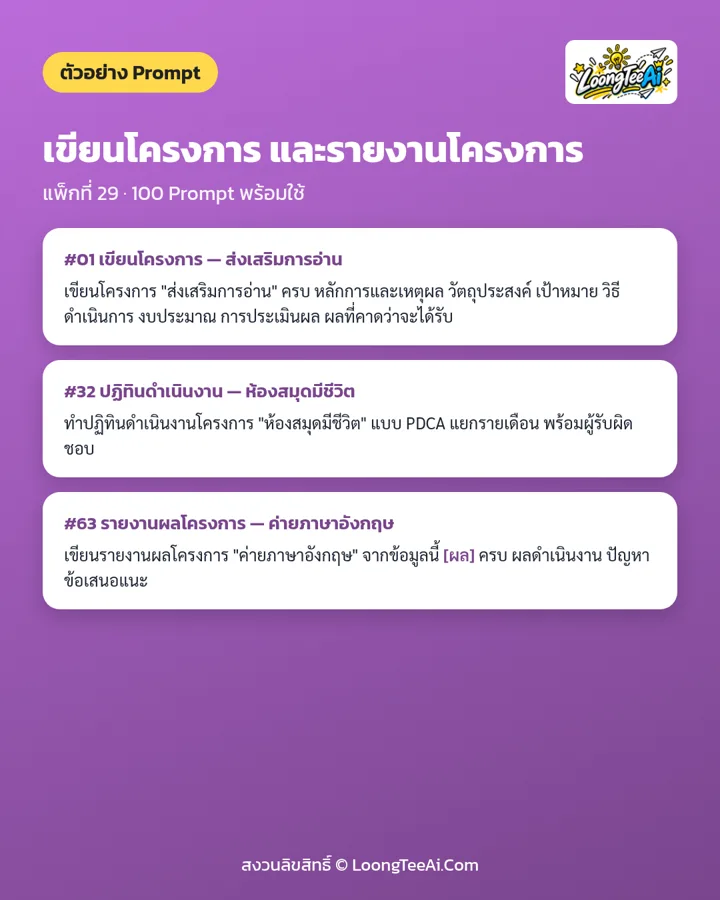 ตัวอย่าง Prompt 3 ข้อจากในเล่ม