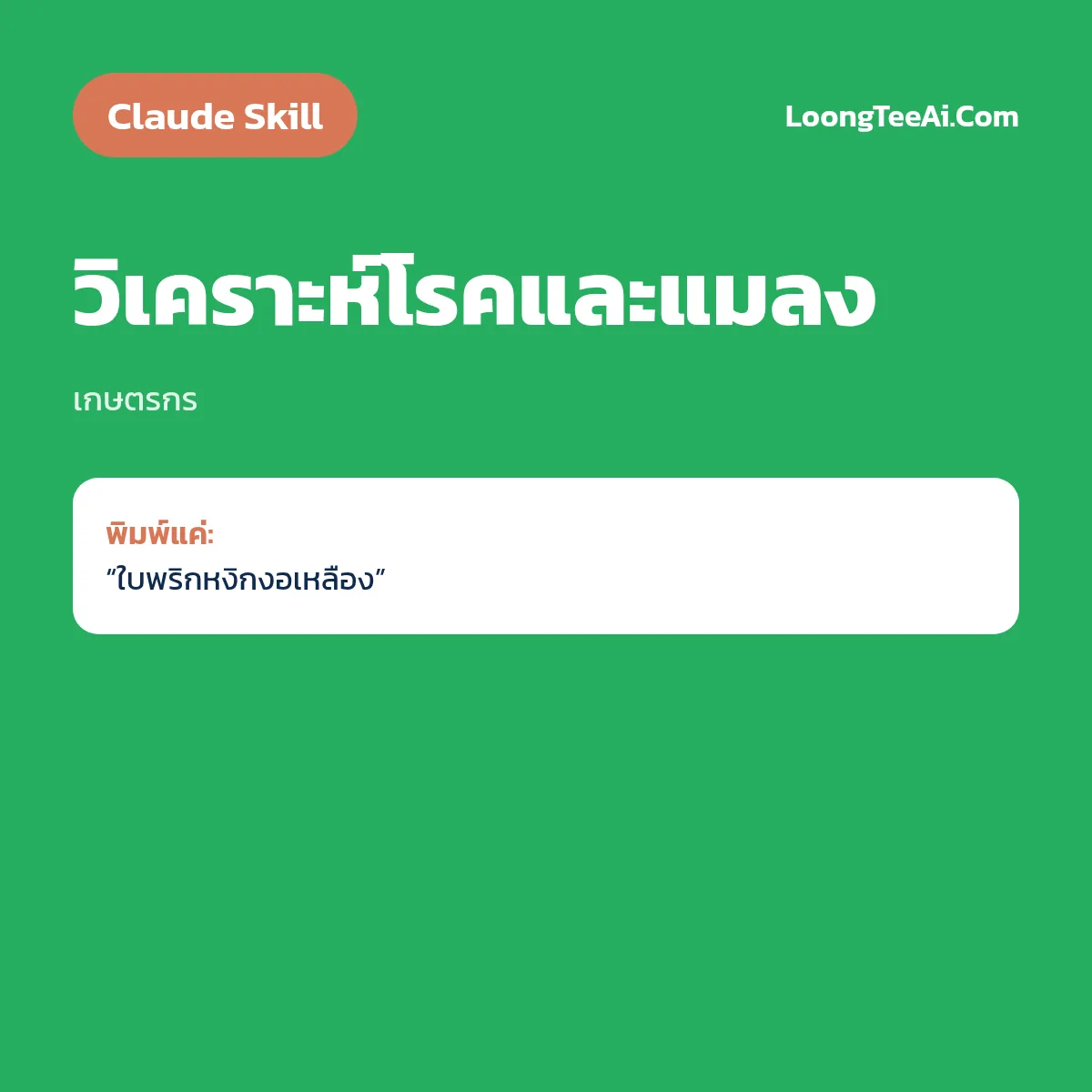 Skill วิเคราะห์โรคและแมลง (Claude) — เกษตรกร