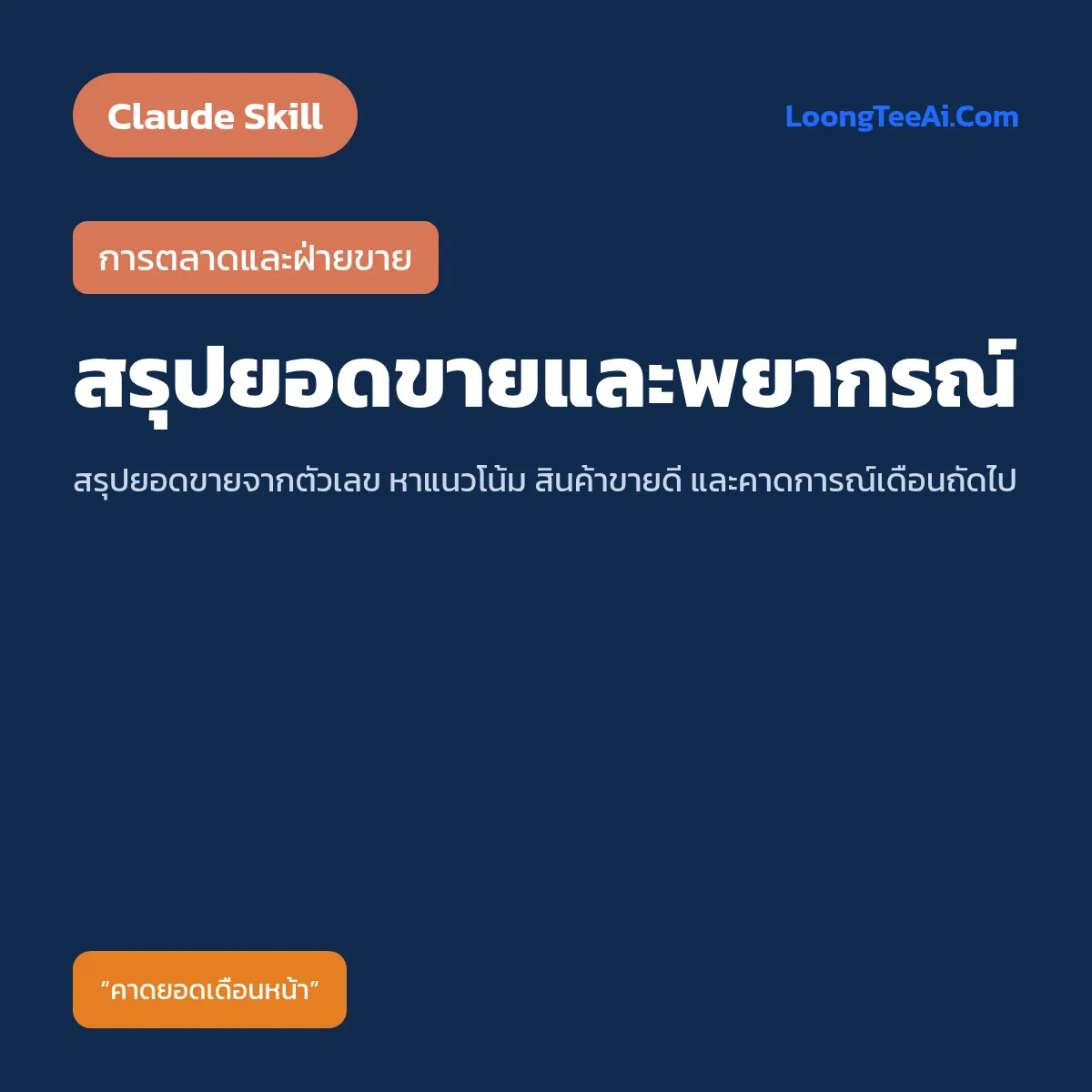 Skill สรุปยอดขายและพยากรณ์ (Claude) — การตลาดและฝ่ายขาย