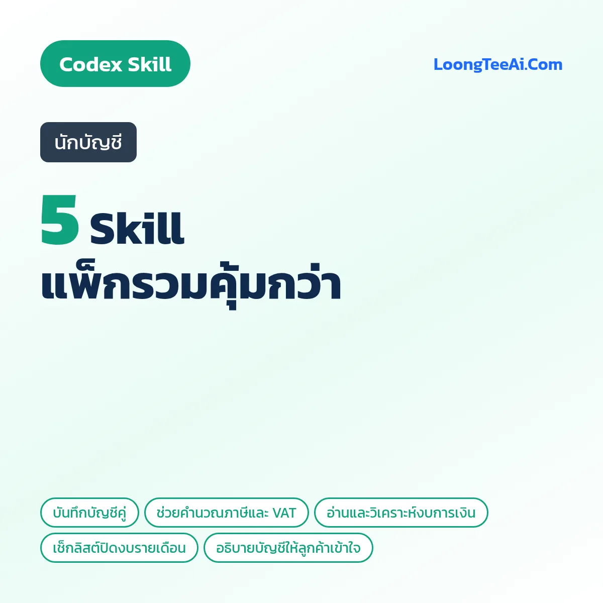แพ็กรวม 5 Skill นักบัญชี (Codex)