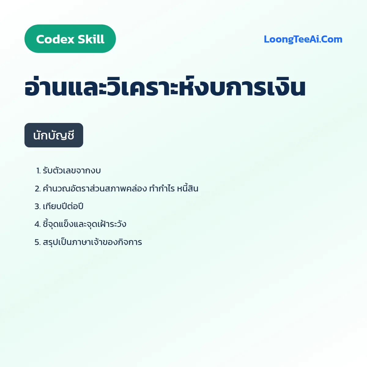 Skill อ่านและวิเคราะห์งบการเงิน (Codex) — นักบัญชี