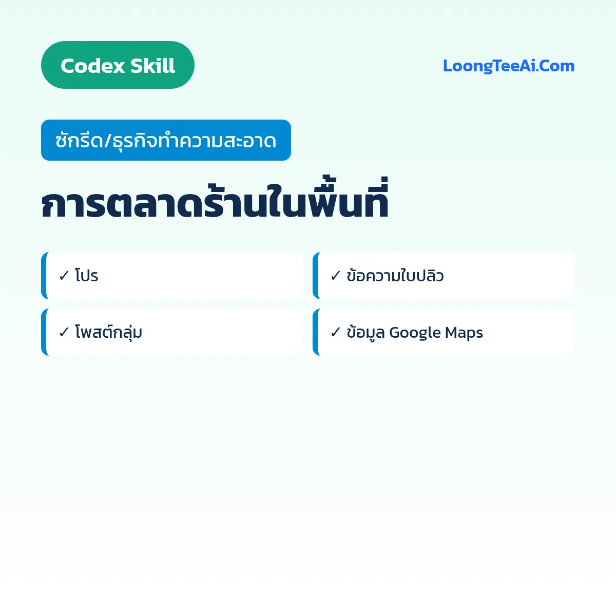 Skill การตลาดร้านในพื้นที่ (Codex) — ซักรีด/ธุรกิจทำความสะอาด