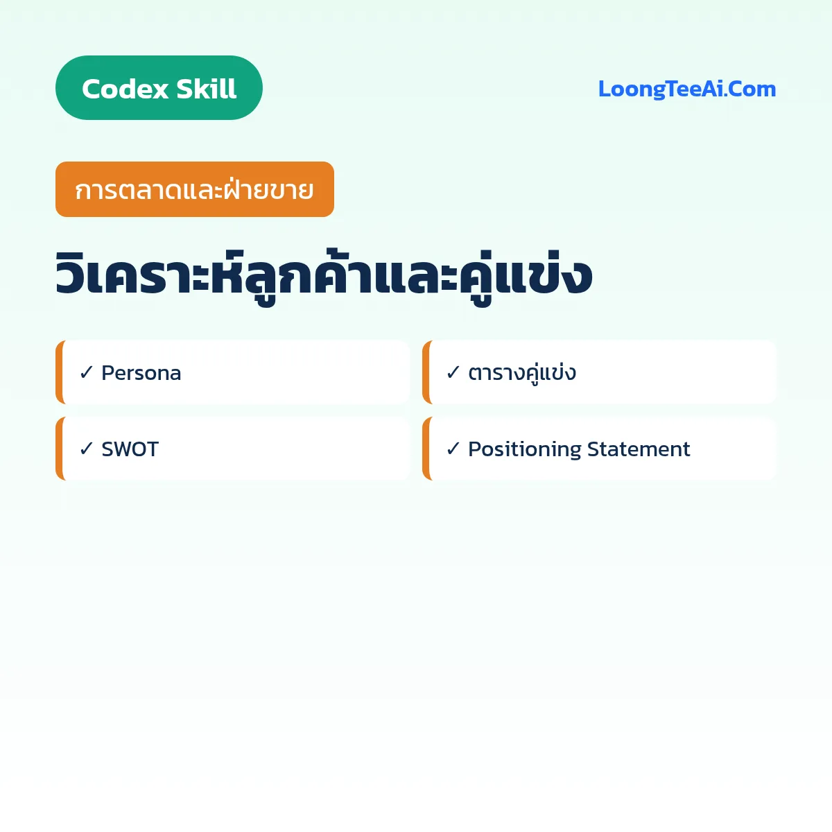 Skill วิเคราะห์ลูกค้าและคู่แข่ง (Codex) — การตลาดและฝ่ายขาย