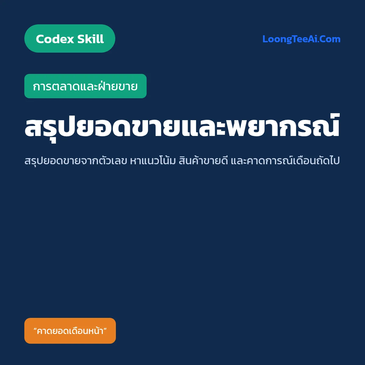 Skill สรุปยอดขายและพยากรณ์ (Codex) — การตลาดและฝ่ายขาย