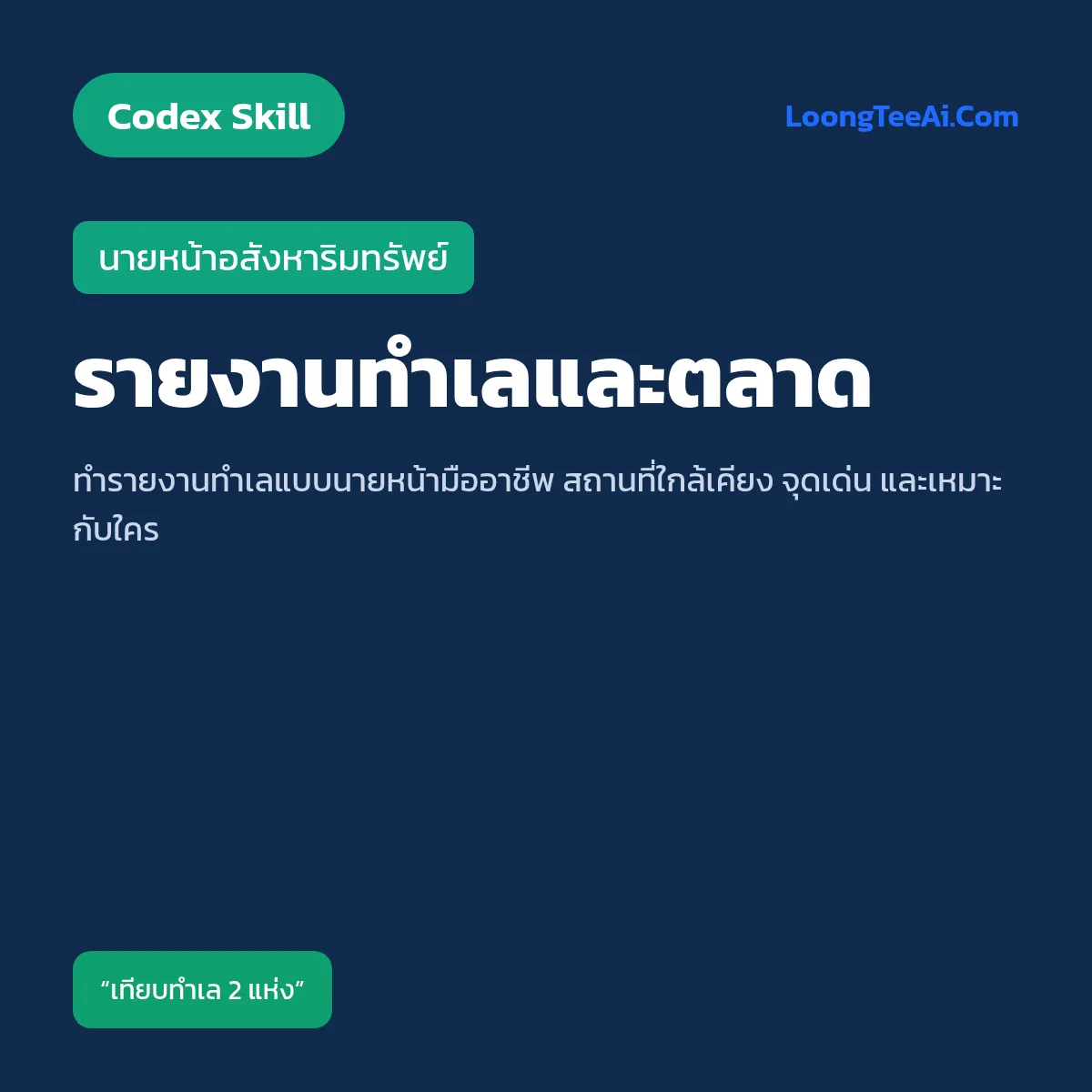 Skill รายงานทำเลและตลาด (Codex) — นายหน้าอสังหาริมทรัพย์