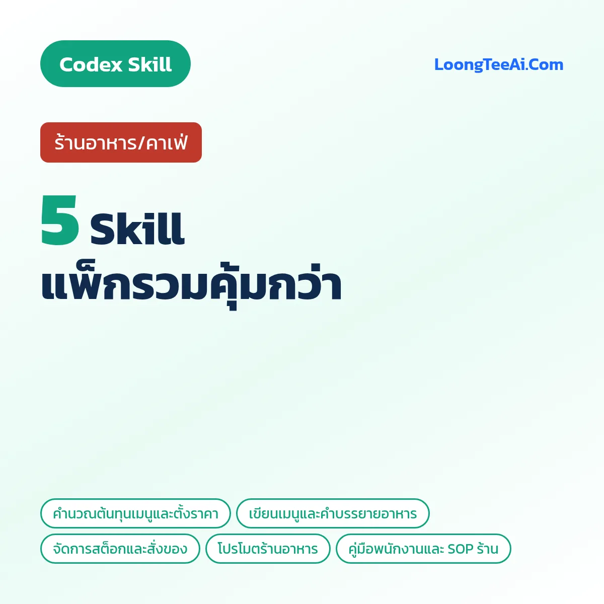 แพ็กรวม 5 Skill ร้านอาหาร/คาเฟ่ (Codex)