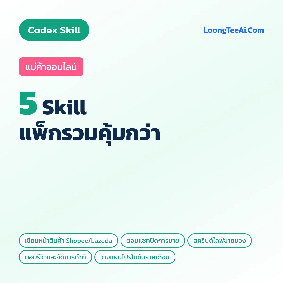 แพ็กรวม 5 Skill แม่ค้าออนไลน์ (Codex)