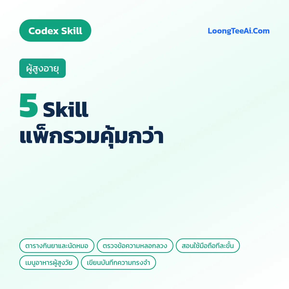 แพ็กรวม 5 Skill ผู้สูงอายุ (Codex)