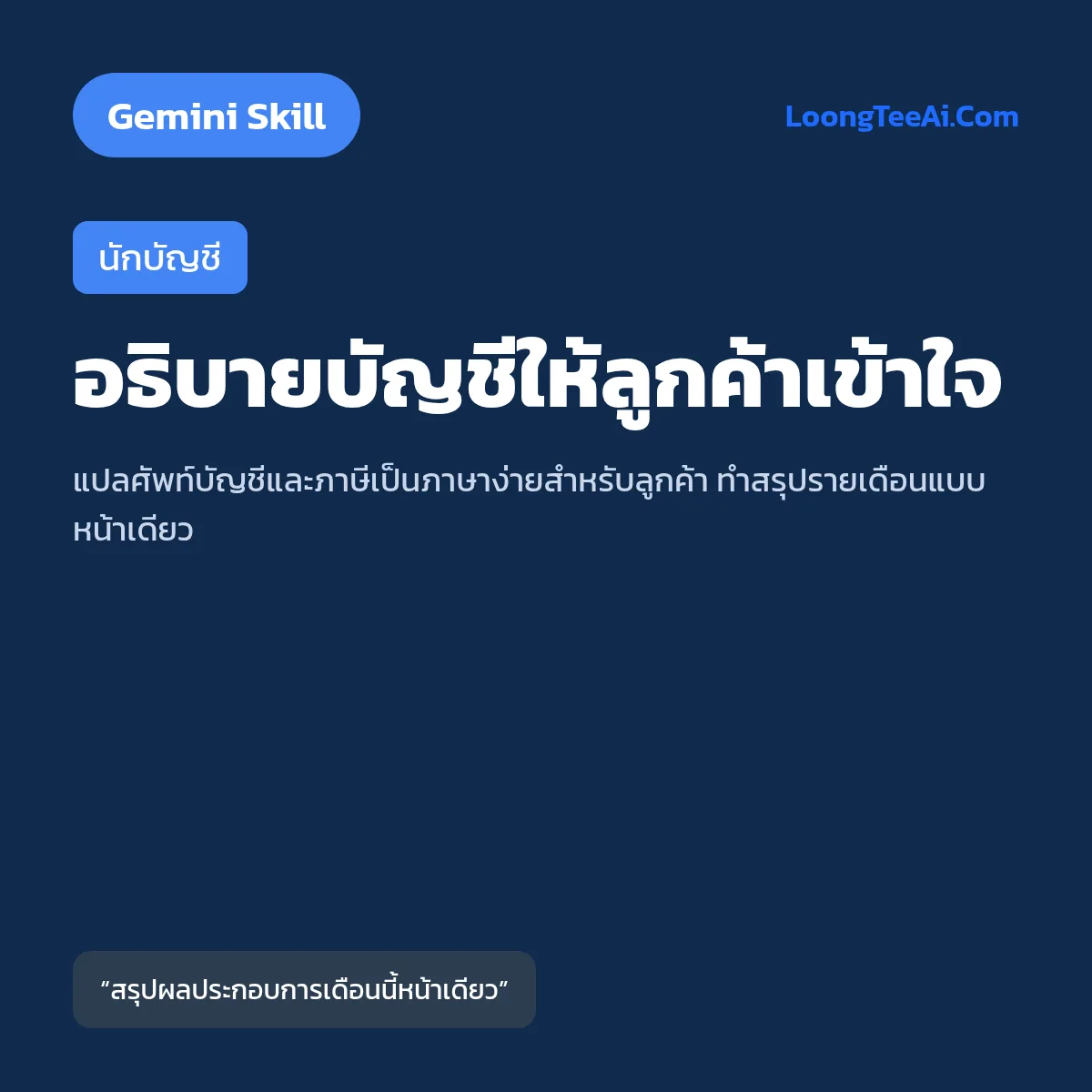 Skill อธิบายบัญชีให้ลูกค้าเข้าใจ (Gemini) — นักบัญชี