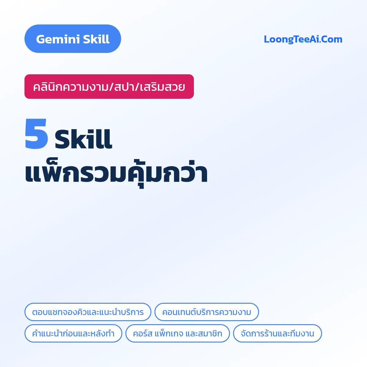 แพ็กรวม 5 Skill คลินิกความงาม/สปา/เสริมสวย (Gemini)