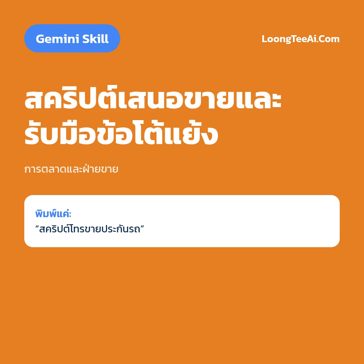 Skill สคริปต์เสนอขายและรับมือข้อโต้แย้ง (Gemini) — การตลาดและฝ่ายขาย