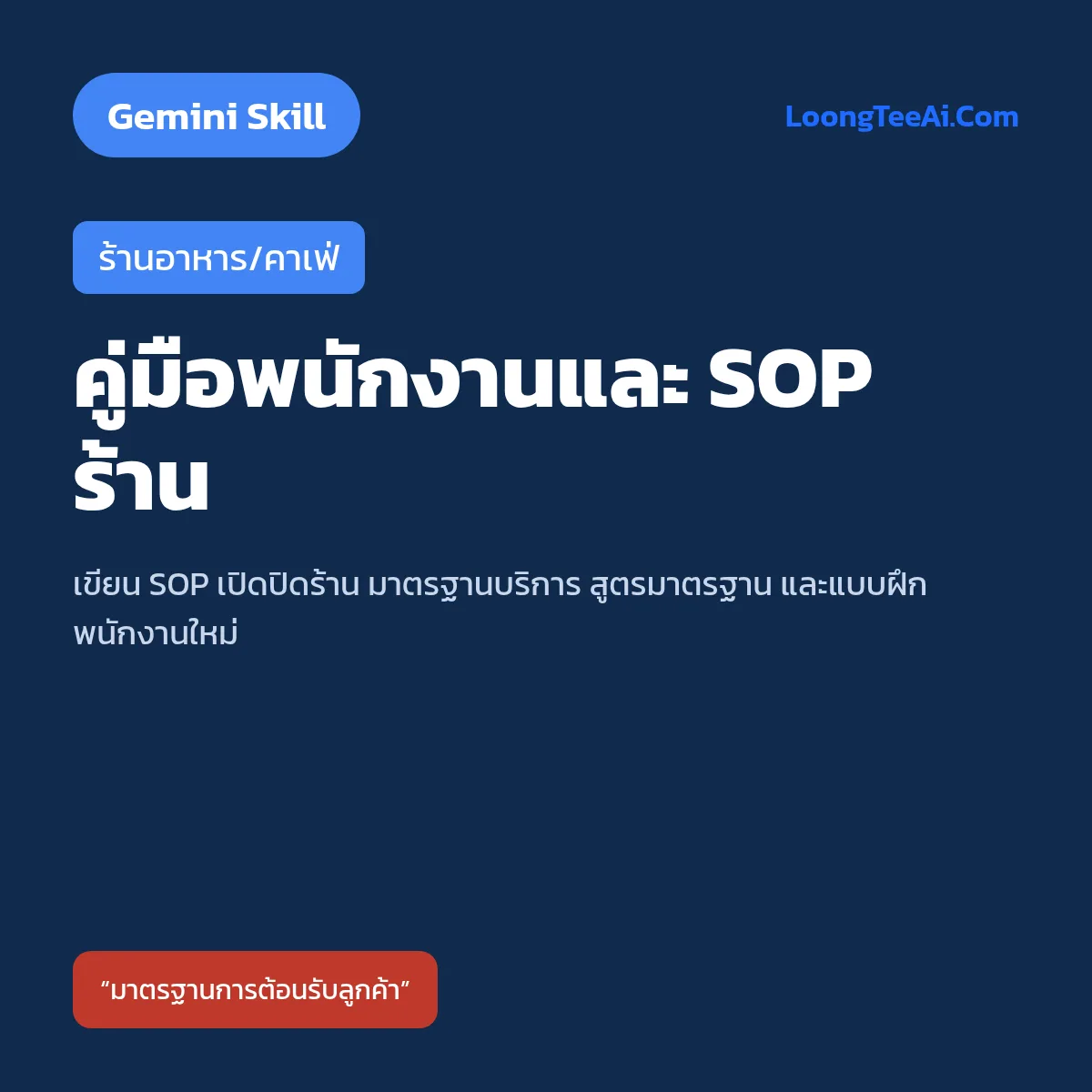 Skill คู่มือพนักงานและ SOP ร้าน (Gemini) — ร้านอาหาร/คาเฟ่
