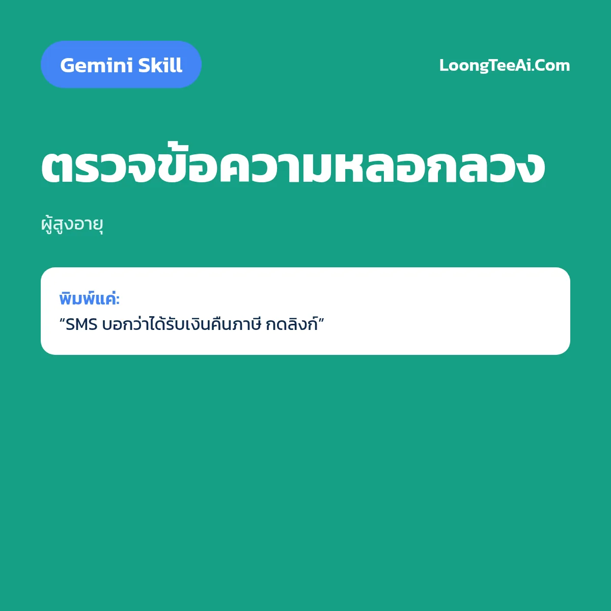 Skill ตรวจข้อความหลอกลวง (Gemini) — ผู้สูงอายุ