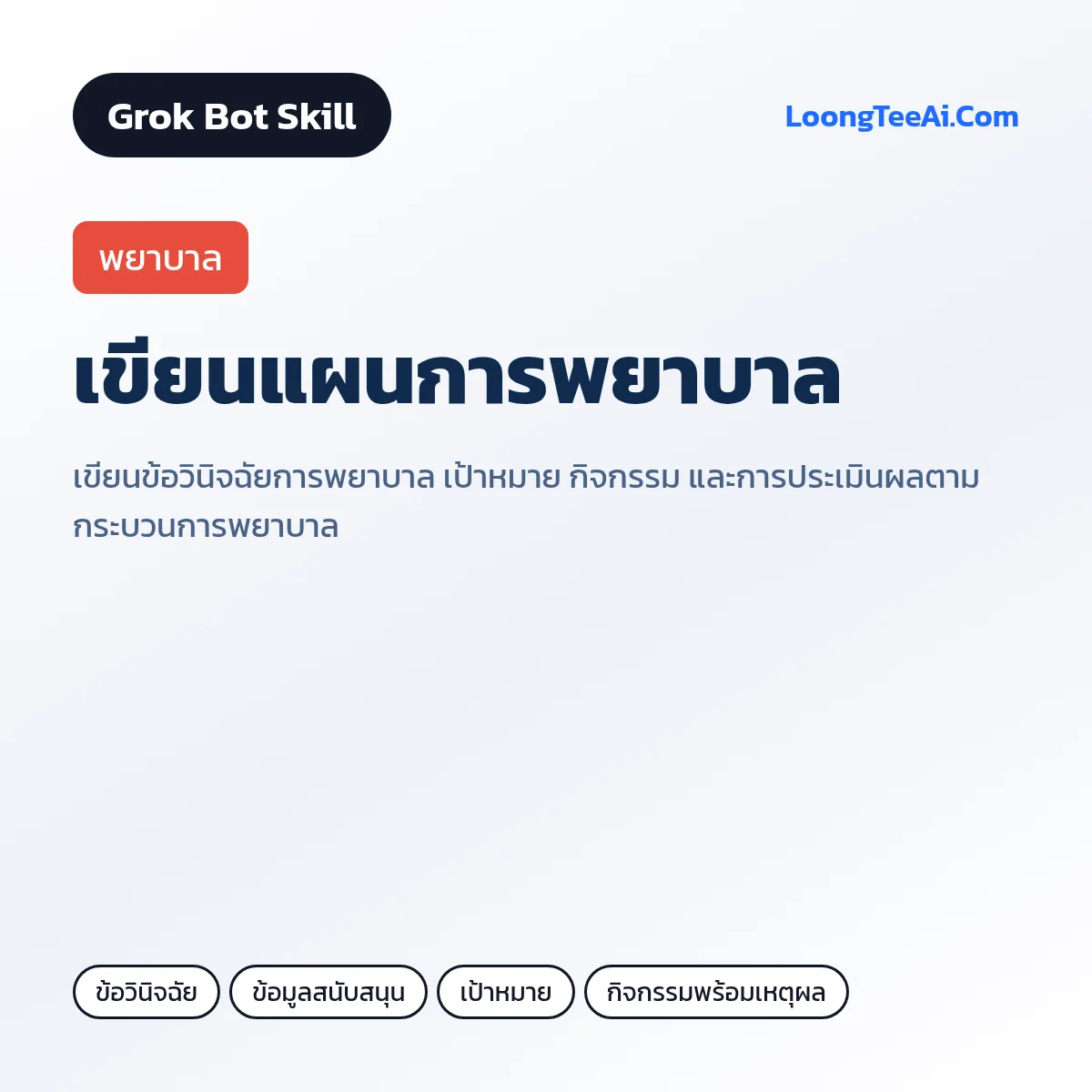 Skill เขียนแผนการพยาบาล (Grok Bot) — พยาบาล