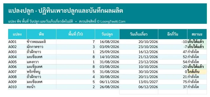 แท็บแปลงปลูก